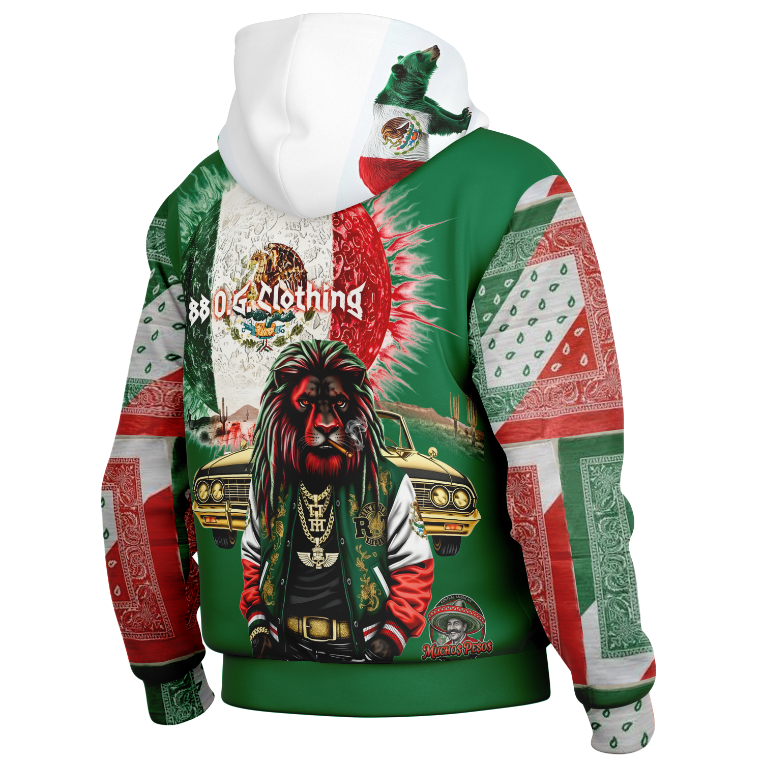 Mexican Pride Hooded Baseball Jacket - AOP