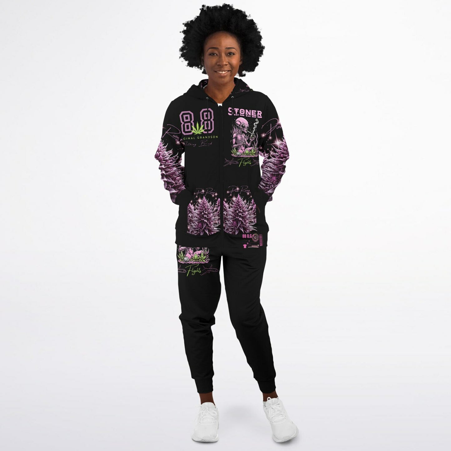 Fashion Ziphoodie & Jogger - Pink Rozay Stoner Flight