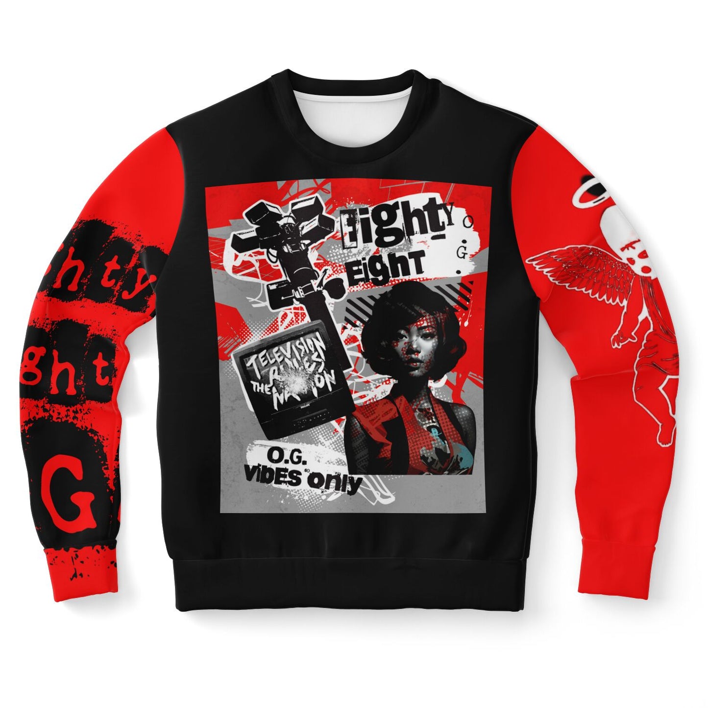 Fashion Sweatshirt - 88 OG Vintage retro red and black Vibe