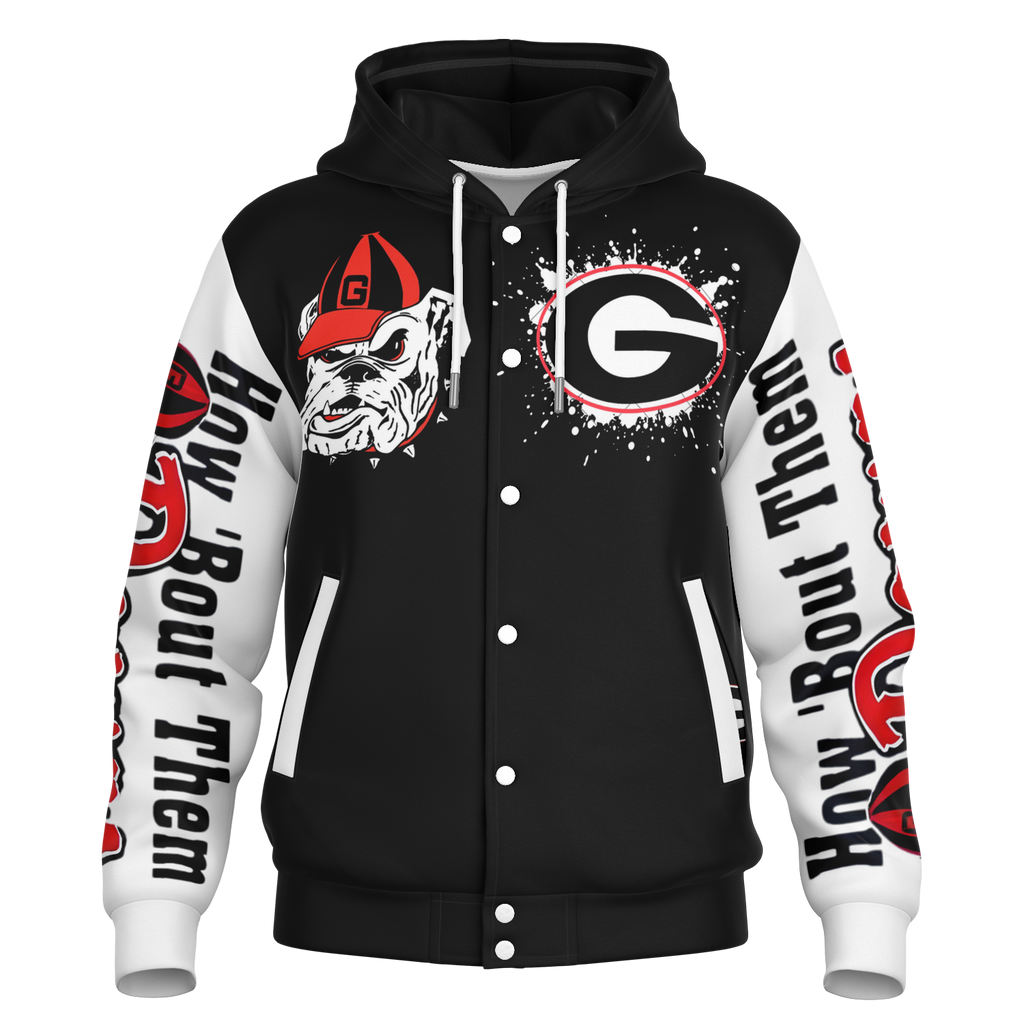Bulldogs Hooded Baseball Jacket - AOP
