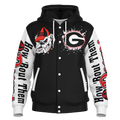 Bulldogs Hooded Baseball Jacket - AOP