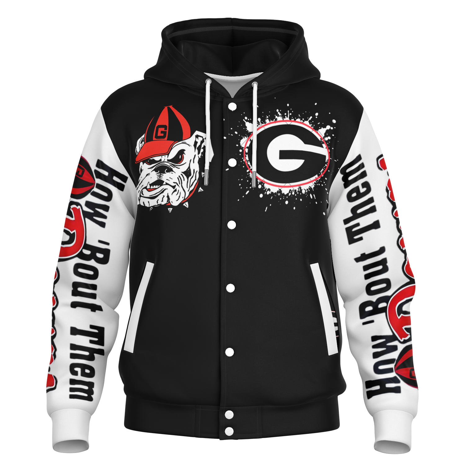 Bulldogs Hooded Baseball Jacket - AOP