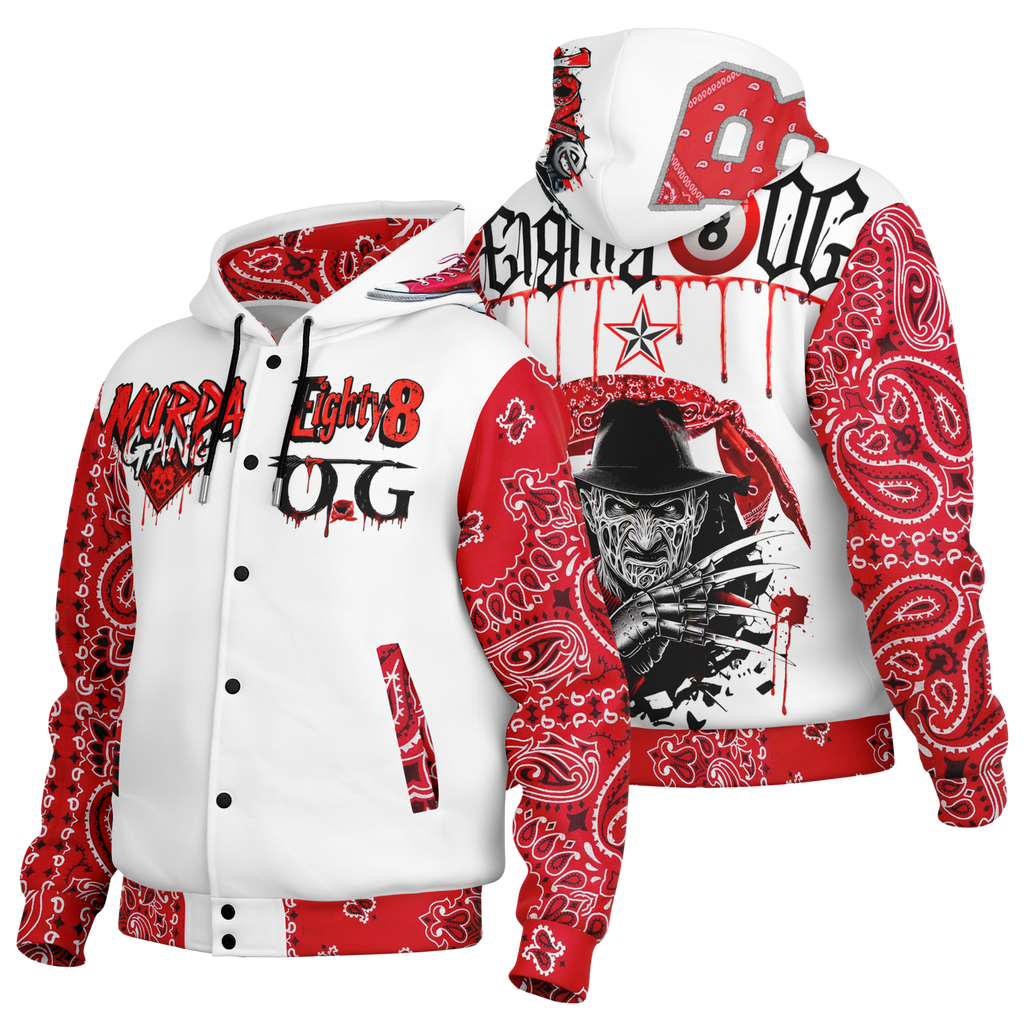 Big B Hooded Baseball Jacket - AOP