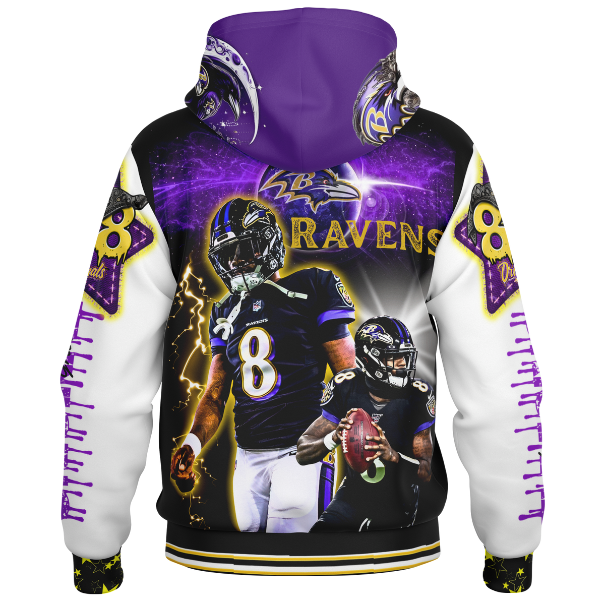 Ravens Hooded Baseball Jacket - AOP