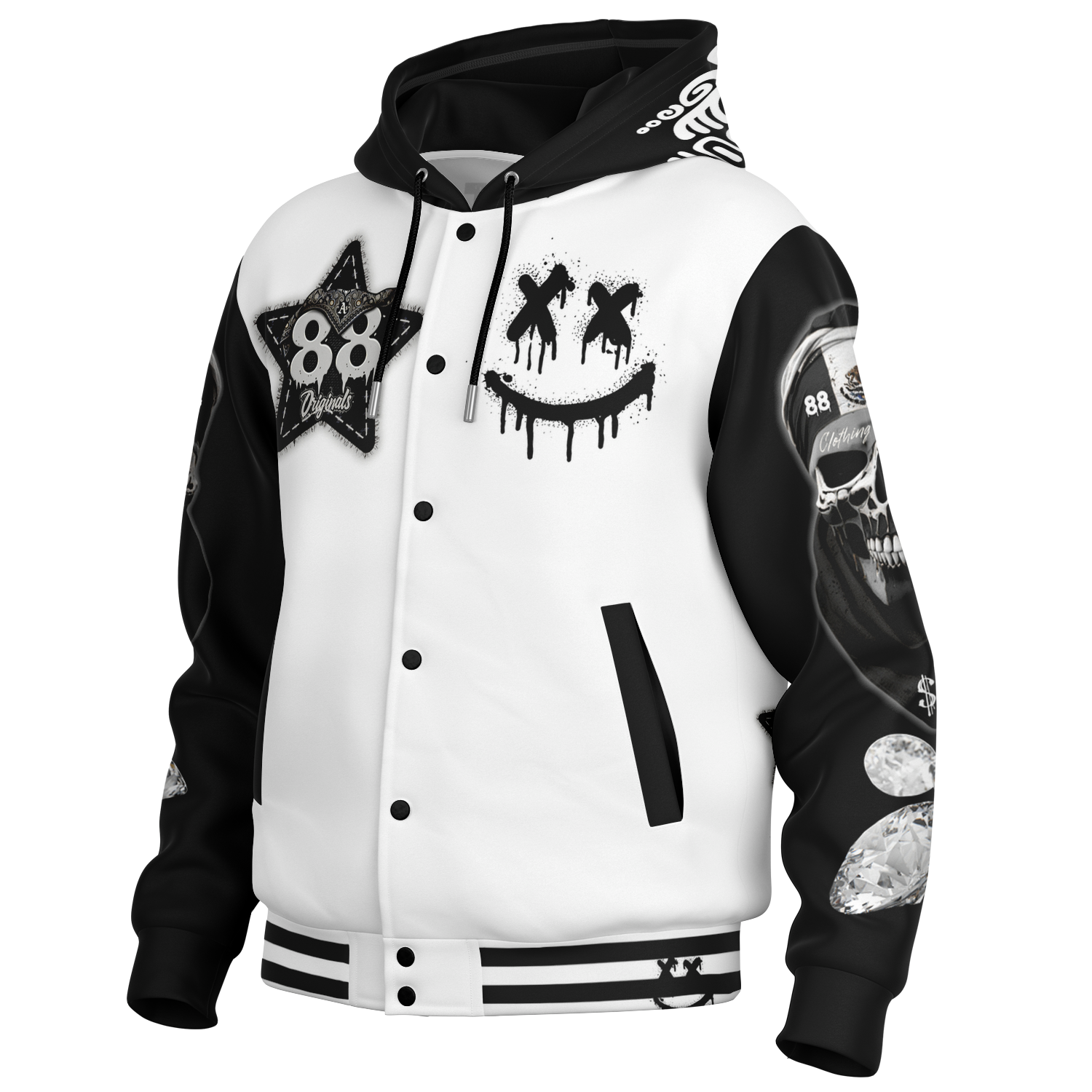 Drago Hooded Baseball Jacket - AOP