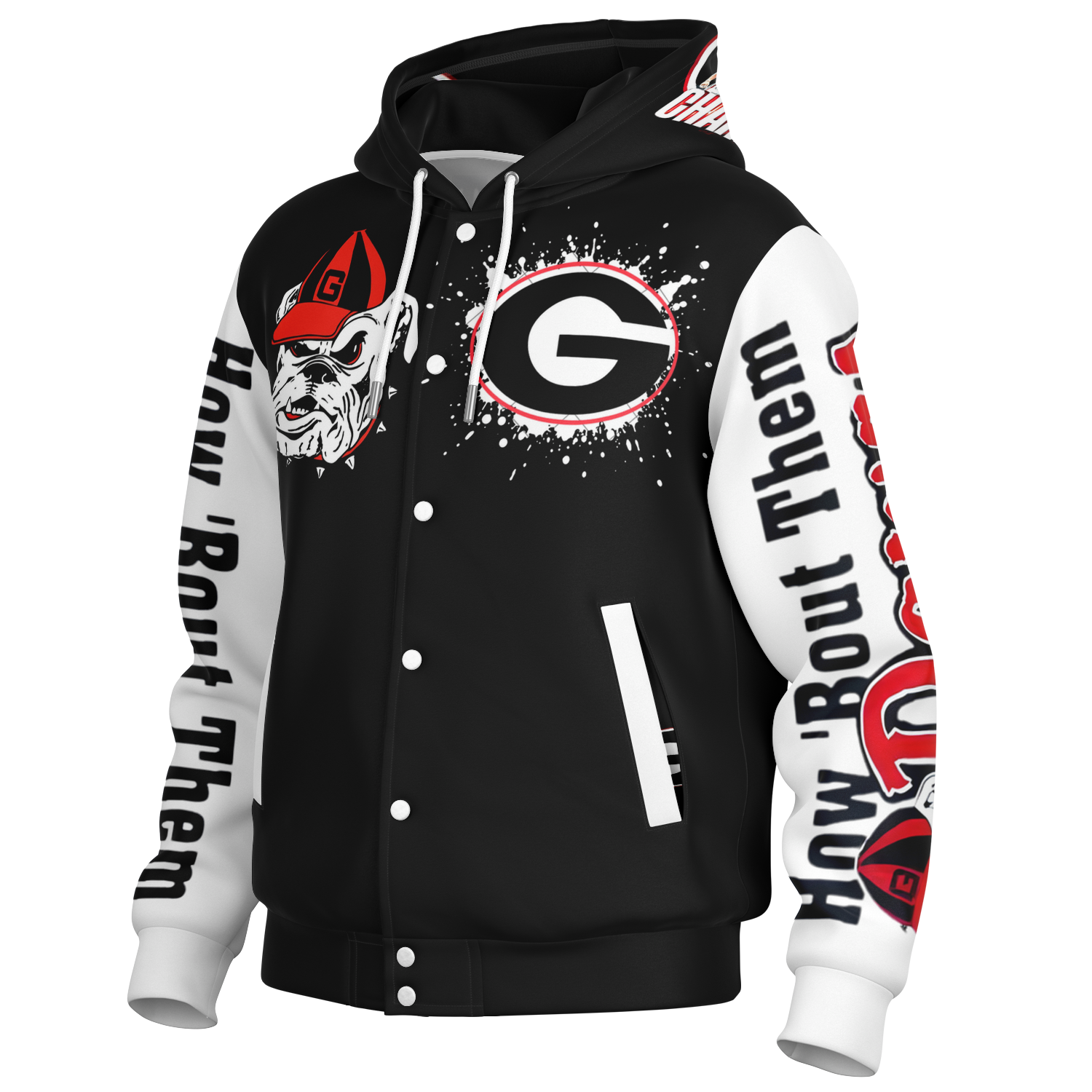 Bulldogs Hooded Baseball Jacket - AOP