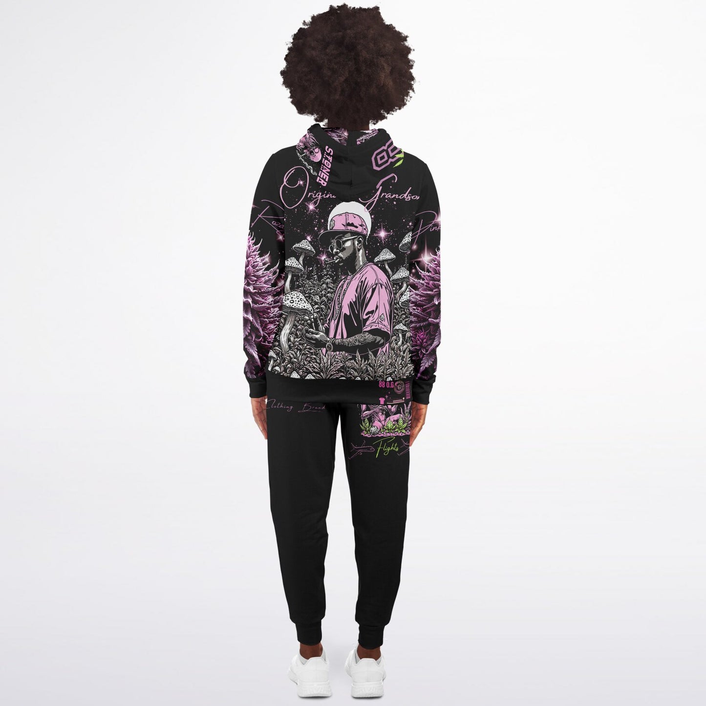 Fashion Ziphoodie & Jogger - Pink Rozay Stoner Flight