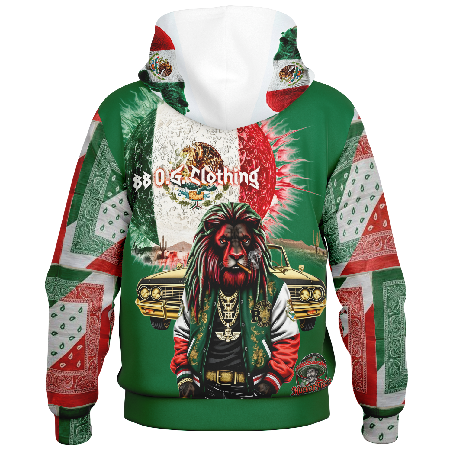Mexican Pride Hooded Baseball Jacket - AOP