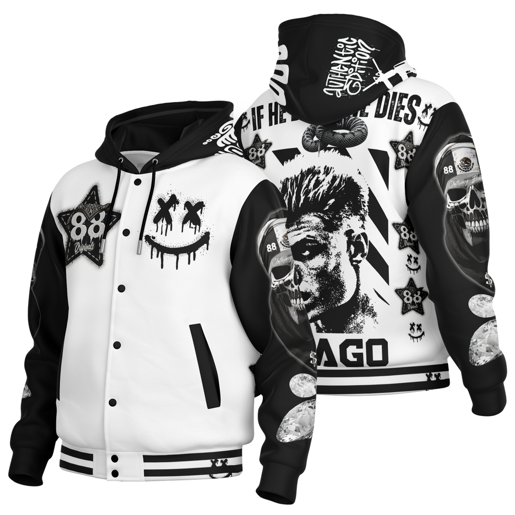 Drago Hooded Baseball Jacket - AOP