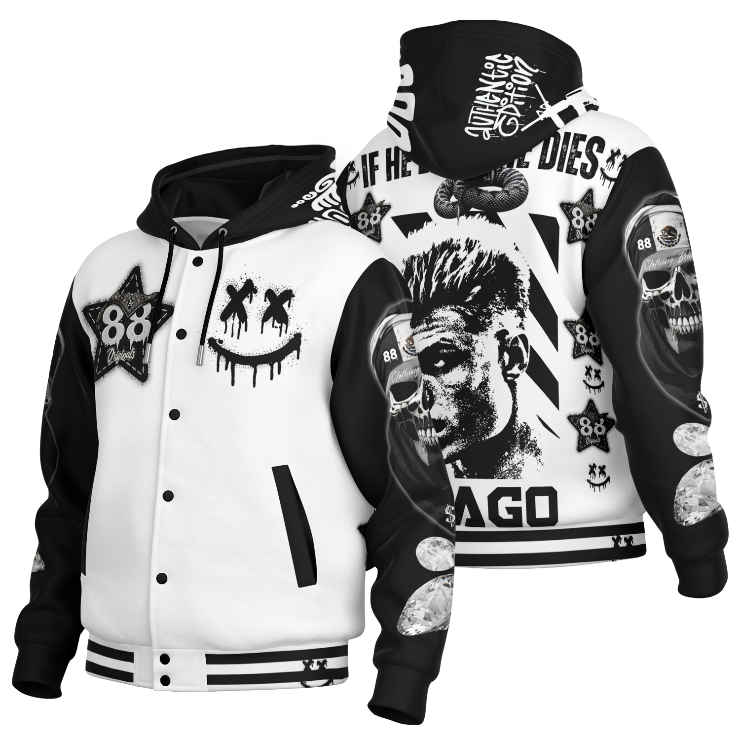 Drago Hooded Baseball Jacket - AOP