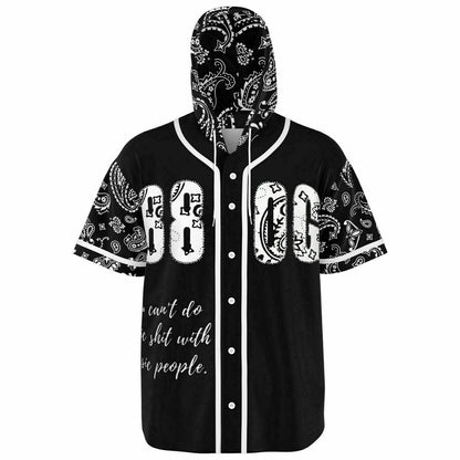 Hooded Baseball Jersey - AOP black paisley spirits