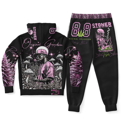 Fashion Ziphoodie & Jogger - Pink Rozay Stoner Flight