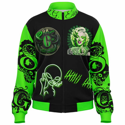 Track Jacket - AOP neon green money marilyn