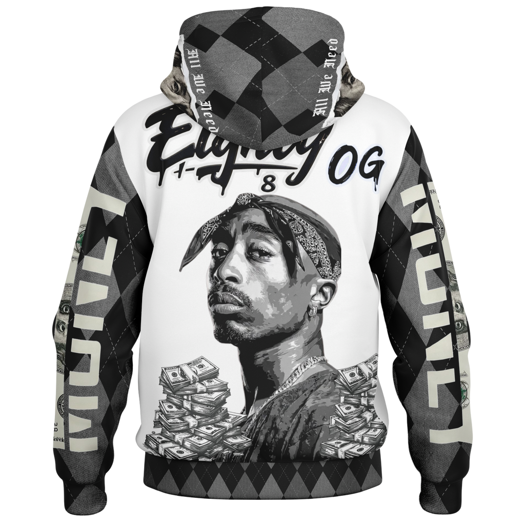 Big Hustle Hooded Baseball Jacket - AOP