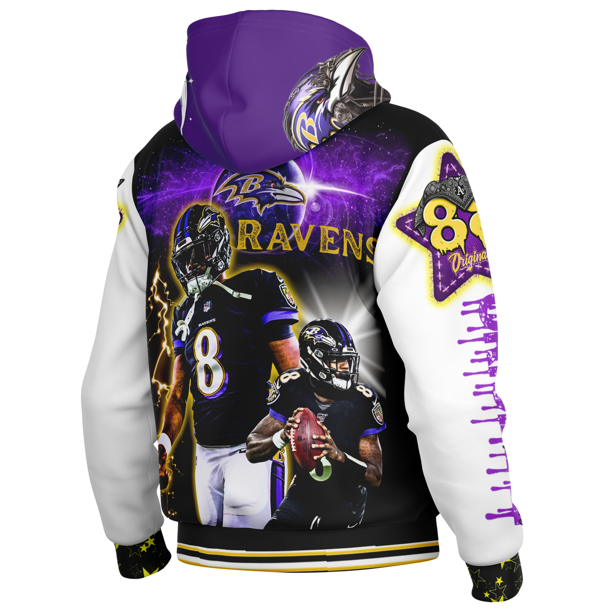 Ravens Hooded Baseball Jacket - AOP