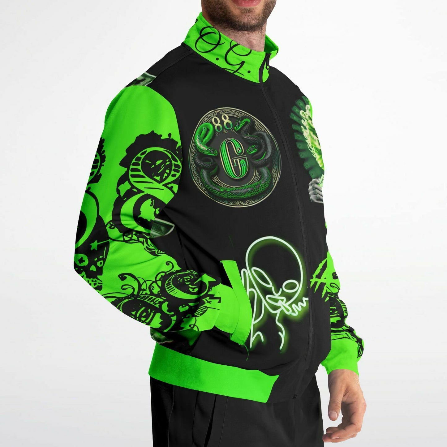 Track Jacket - AOP neon green money marilyn