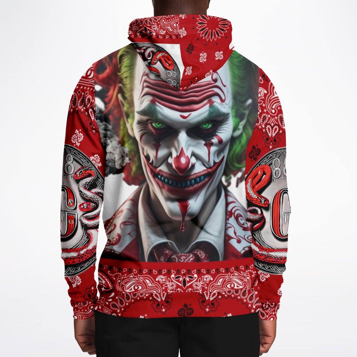 Athletic Hoodie - AOP Red Paisley Joker