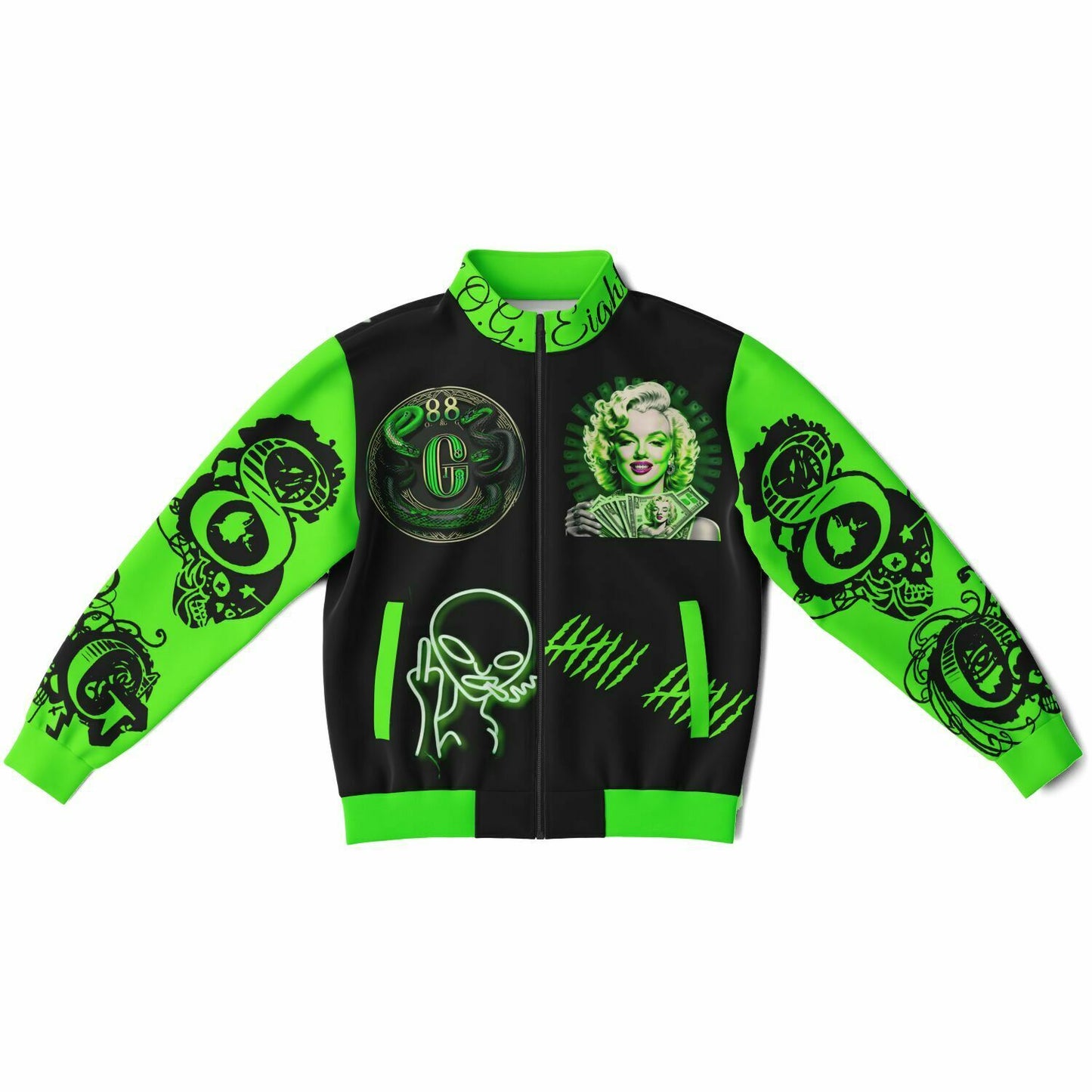 Track Jacket - AOP neon green money marilyn