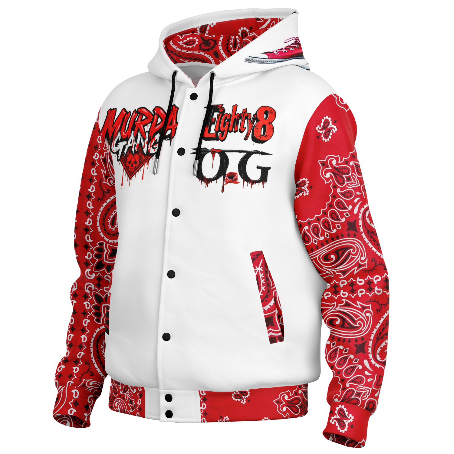 Big B Hooded Baseball Jacket - AOP